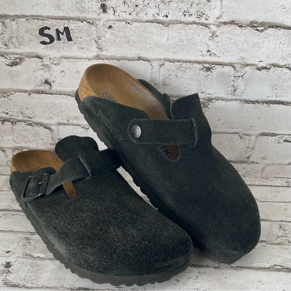 Birkenstock Boston Soft Footbed Black Suede Slip On Clogs - Women’s Size EU 38